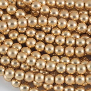 Gorgeous Matte Lite Gold Hematite Smooth Round Loose Beads - Natural Hematite Gold Plated in 6mm 8mm 10mm Full Strand 16&quot; AAA Quality