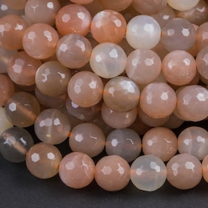 Natural Faceted   Multicolored Rainbow Moonstone Beads. Full Strand, 6mm, 8mm, 10mm, or 12mm Beads. Gemstone Beads