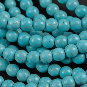 Natural Magnesite Turquiose  Round- Full 16 inch strand-  4mm, 6mm, 8mm, 10mm, 12mm, 14mm, 16mm  Smooth Gemstone Beads