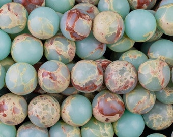 Natural Impression Sea Sediment Jasper  Round Beads 4mm 6mm 8mm 10mm Aka Snake Skin Jasper Aqua Terra Jasper 15.5" Strand  Smooth