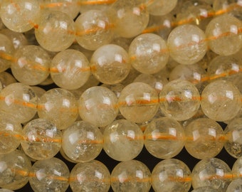 Natural CITRINE  Round 6mm, 8mm, 10mm- Full Strand 15.5 Inches Long A Quality  Smooth Gemstone Beads