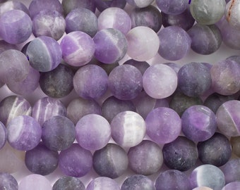 Natural Matte Amethyst Beads Grade AAA Round, 4mm, 6mm, 8mm, 10mm, 12mm- Full 15.5 Inch strands