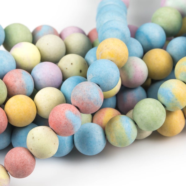 Natural Candy Stone beads, Matte  Round, Full Strand, 4mm, 6mm, 10mm, or 12mm beads AAA Quality Gemstone Beads