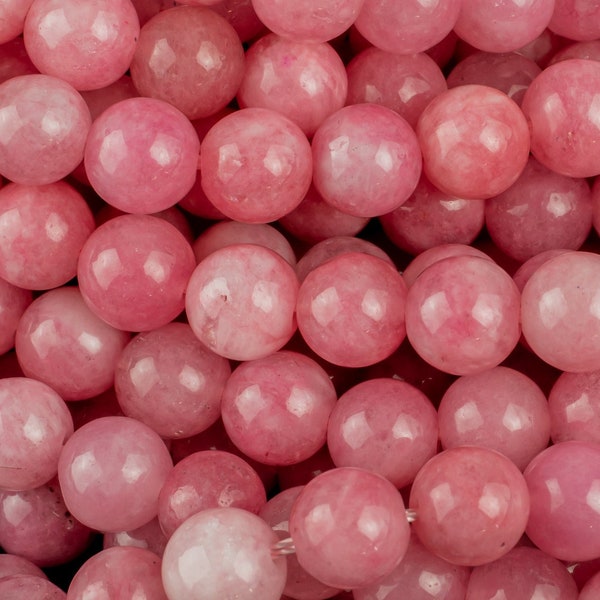 Cotton Pink Jade, High Quality in Smooth Round- 6mm, 8mm, 10mm, 12mm   -Full Strand 15.5 inch Strand AAA Quality