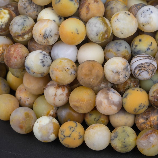 Natural Yellow Opal -  Matte Round- 6mm, 8mm, 10mm, 12mm, 14mm-  Full 15.5 Inch Strand AAA Quality Gemstone Beads