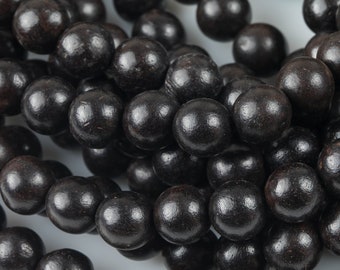 Natural Grenadilla Wood. 6mm or 8mm or 10mm Round. Full Strand- 15.5 Inch Strand Gemstone Beads