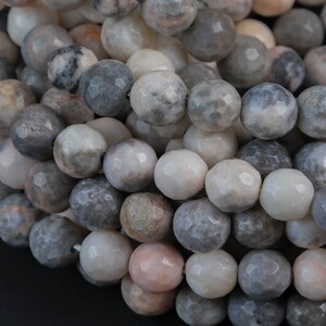 Natural Light Pink Zebra Jasper Beads Grade AAA Faceted Round- 4mm, 6mm, 8mm, 10mm,12mm,  15.5 inch strand Gemstone Beads
