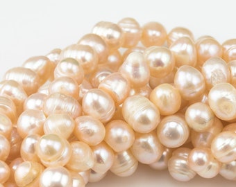 7-8mm A Quality Off Round Freshwater Pearl- Peach