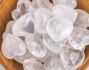 1 Pc Natural Quartz Heart Shaped Healing Stones Gemstone Hearts Healing Stones-15mm- .5 inches D8