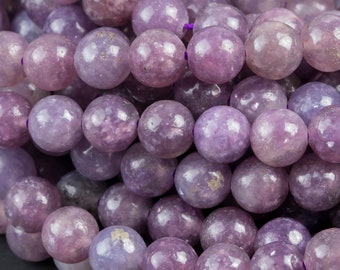 Natural Purple Mica Lepidolite High Quality in  Round.  4mm, 6mm, 8mm, 10mm, 12mm-Full Strand 15.5 inch Strand AAA Quality AAA Quality