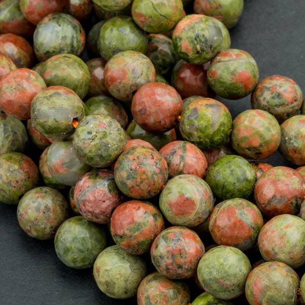 Unakite Unikite Jasper Faceted Round 4mm, 6mm, 8mm, 10mm, 12mm, 14mm- Full 15.5 Inch strand- Wholesale Pricing