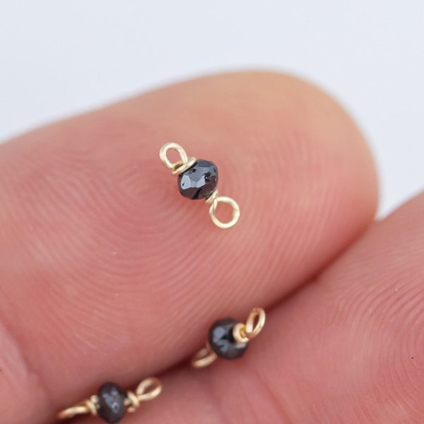 Natural Black Diamond Gold filled or Sterling Silver Connector