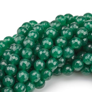 Emerald Green Jade- Faceted Round 4mm 6mm 8mm 10mm 12mm - Single or Bulk - 15.5"
