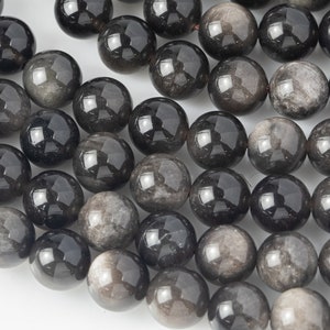 Natural Silver Obsidian Beads 6mm 8mm 10mm AAA High Quality 15.5&quot; Strand Gemstone Beads