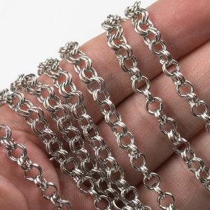 Double Link Chain 5mm - White Gold / Platinum Plated / 18k Gold - By the Roll / Whole ROLL - 66 feet