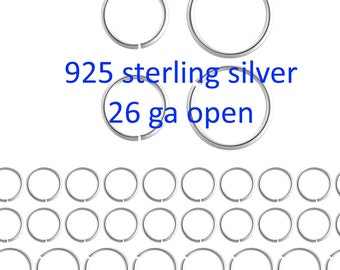 925 Sterling silver Jump Rings 26 Gauge 26 ga 27 Gauge 27 ga - 925 SS Made in USA - 3mm 4mm - Click and Lock