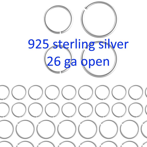 925 Sterling silver Jump Rings 26 Gauge 26 ga 27 Gauge 27 ga - 925 SS Made in USA - 3mm 4mm - Click and Lock