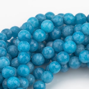 Deep Sky- JADE Faceted Round -Full Strand 15.5 inch Strand, 4mm, 6mm, 8mm, 12mm, or 14mm Beads-Full Strand 15.5 inch Strand