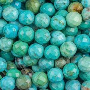 Faceted Turquoise Beads, High Quality in Faceted round, 6mm 8mm 10mm 12mm AAA Quality AAA Quality Magnesite Turquoise Gemstone Beads