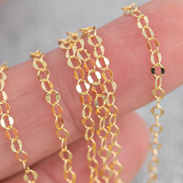 Round double Flat- 2.8x3.5mm- Gold Filled Chain by the Foot - USA Made- Wholesale - Perfect For Permanent Jewelry - Made in USA