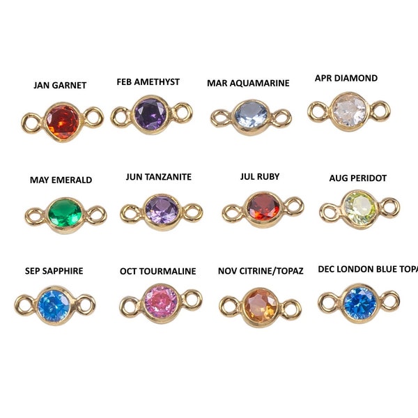 3mm 14/20 Gold Filled Connectors or Sterling Silver Connectors Add-On Birthstone Made in USA Real 14k Gold Filled Charm and Connector