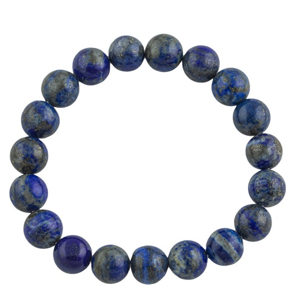 Natural Lapis Lazuli Bracelet Round Size 6mm and 8mm Undyed Natural - Handmade In USA - Handmade Jewelry - approx. 7" Crystal Bracelet