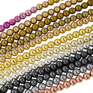 Assorted Hematite Smooth Round Beads - Hematite Plated in 6mm 8mm 10mm Full Strand 16" AAA Quality