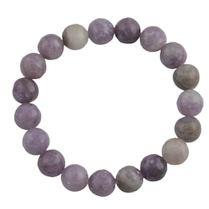 Natural Lepidolite  Faceted Round Size 10mm and 12mm- Handmade In USA- approx. 7-7.5&quot; Bracelet Crystal Bracelet- LGS