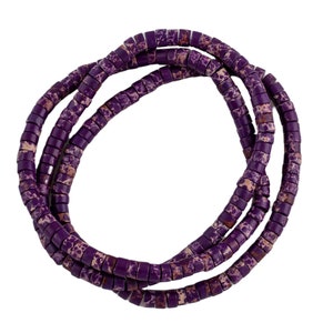 Purple Sea Sediment Jasper- 2x4mm Heishi Stretchy Bracelet- 7 inches