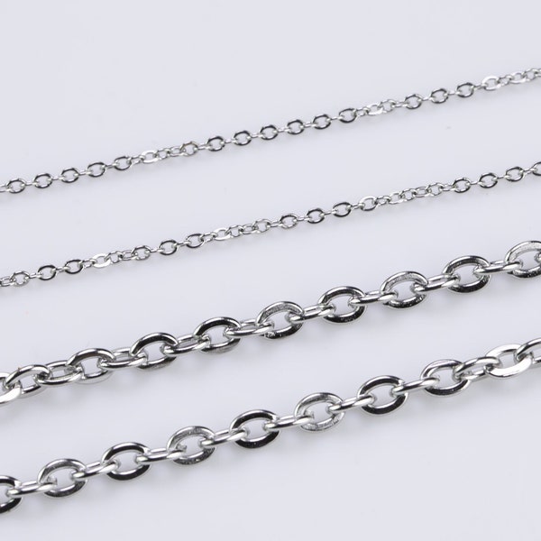 Whole Spool Stainless Steel Oval Flat Link Chain - Yard or Full Spool - High Quality Polished Stainless Steel - Hypoallergenic