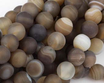 Natural Brown Banded Botswana Agate Beads 6mm 8mm 10mm 12mm Matte Round - Full 16 inch strand Gemstone Beads