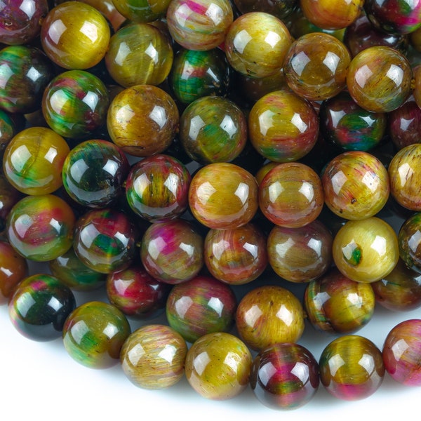 Natural multi tiger eye. 4mm 6mm 8mm 10mm 12mm round bead .  blue purple multi color tiger eye bead . Great quality full strand 15.5