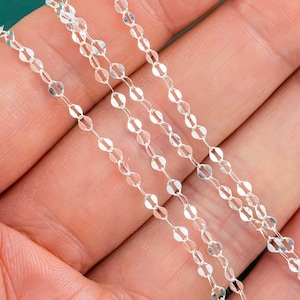2.5mm Sterling silver Chain Double Flat Oval Paper Clip Chain