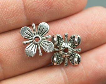 15 Bracelet Double Two Hole Bead Spacer Flower Bali Style PEWTER BEADS 12mm 13mm 1387-0722