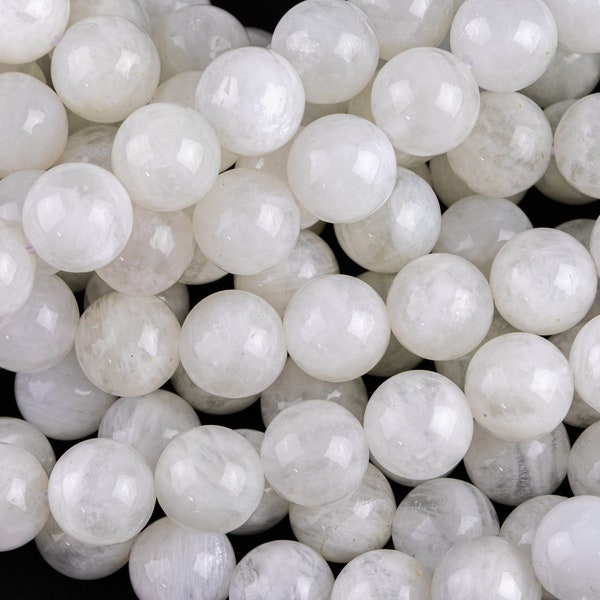 Natural Moonstone Beads  3mm 4mm 5mm 6mm 7mm 8mm Rainbow Moonstone Gemstone Loose Beads 15.5" - 16" full strands AAA Quality  Smooth