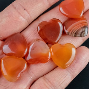 Carnelian Heart Hearts Healing Stone - Size approximately 20x20mm / .8" x .8" - Natural Gemstone Hearts Pre-charged