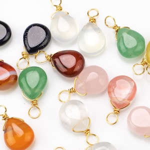 USA Gold Filled Gemstone Charms Drop Pendant Handmade Approx. 10mm.Made with Gemstone and 14/20 Gold Filled Wire Made in USA