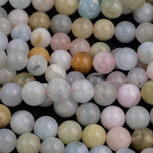 Morganite Smooth Round Beads 4mm 6mm 8mm 10mm 12mm 15.5&quot; Strand