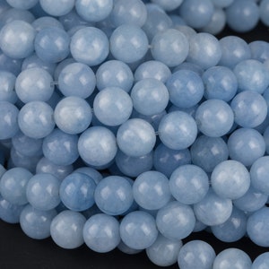 Aquamarine - JADE Smooth Round-  6mm 8mm 10mm 12mm-Full Strand 15.5 inch Strand AAA Quality