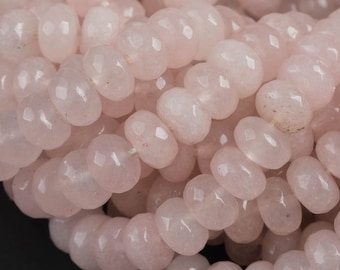 GORGEOUS MYSTIC Pale Pink JADE / Moonstone Color High Quality in Faceted Rondelle- 8mm-Full Strand 15.5 inch Strand