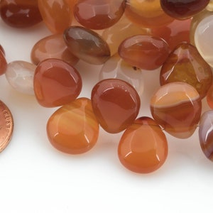 Natural 10x12mm Flat Briolette- Teardrop Shape- Top Drilled- 7.5 Inches- 32 pieces per strand- Agate Gemstone Beads