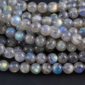 Natural AAA  Blue Labradorite 4mm 6mm 8mm 10mm 12mm Round Beads Nothing But Fire Best Quality Large Round Labradorite Beads 15.5&quot; Smooth