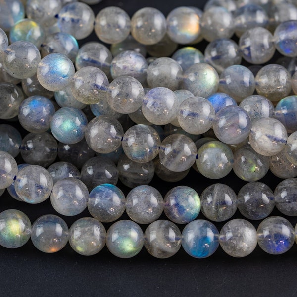 Natural AAA  Blue Labradorite 4mm 6mm 8mm 10mm 12mm Round Beads Nothing But Fire Best Quality Large Round Labradorite Beads 15.5" Smooth