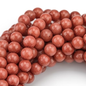 Burnt Orange Bamboo Coral Jade Smooth Round 4mm 6mm 8mm 10mm 12mm - Single or Bulk - 15.5&quot;