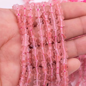 Cherry Quartz Beads 6mm Star Shaped Real Gemstone 15&quot; Strand Smooth Gemstone Beads