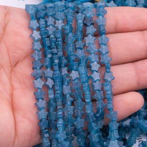Apatite Jade Beads 6mm Star Shaped Real Gemstone 15&quot; Strand Smooth Gemstone Beads