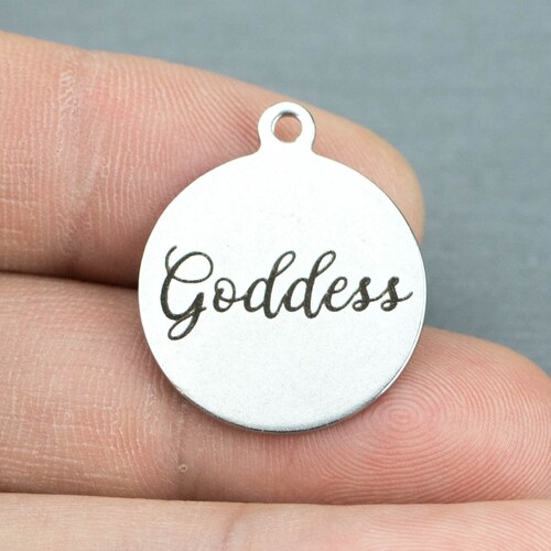 Stainless Steel Charms Goddess Laser Engraved Silver Tone Etsy