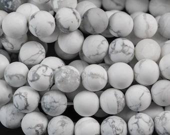 Natural White Howlite Beads  Matte White Howlite 4mm 6mm 8mm 10mm 12mm - Wholesale Bulk Pricing- Full 15.5 Inch AAA Quality AAA Quality