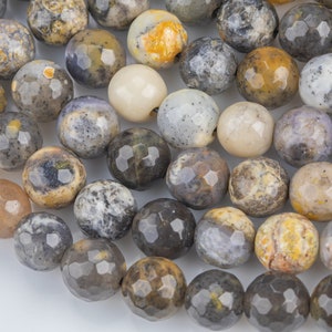 Natural Dendritic Opal Beads Faceted round sizes, 4mm, 6mm, 8mm, 10mm, 12mm - In Full 15.5 inch Strand AAA Quality Gemstone Beads