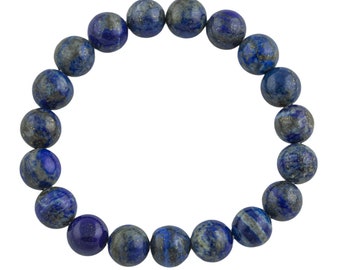 Natural Lapis Lazuli Bracelet Round Size 6mm and 8mm Undyed Natural - Handmade In USA - Handmade Jewelry - approx. 7" Crystal Bracelet